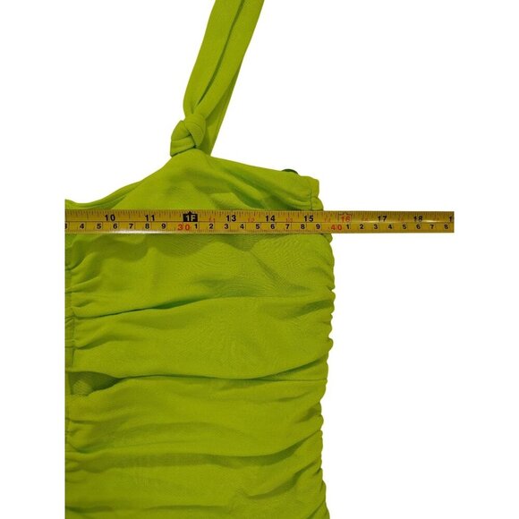 Zara women's lime green ruched sleeveless bodycon dress, Size L. - Picture 7 of 8
